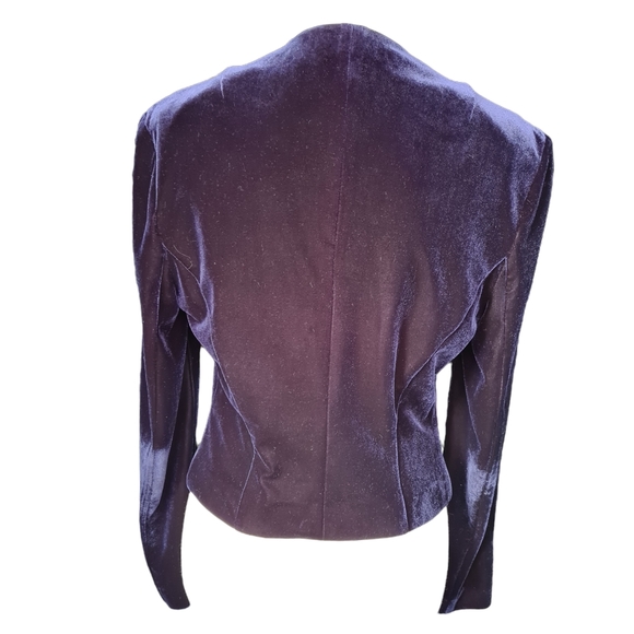 VINTAGE Guava Size 8 Navy Blue Velvet Stretch Jacket Blazer - Picture 5 of 10
